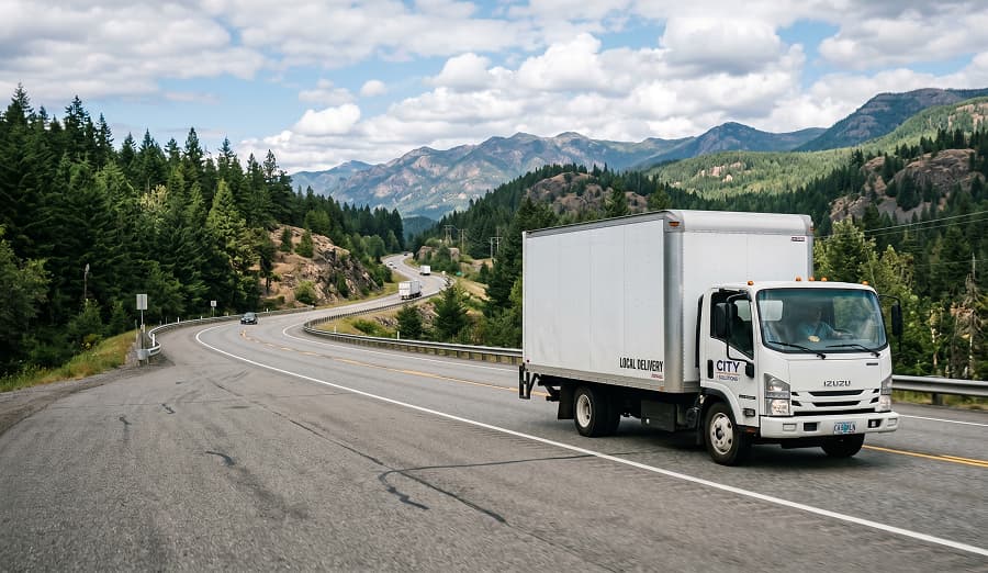 Box truck on the road