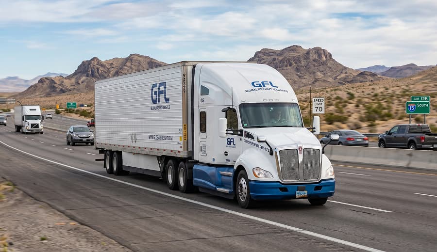 General freight truck on the highway